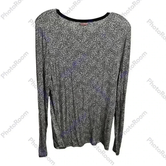 Michael Kors Black White Print Long Sleeve Top Lightweight Size Medium Women’s - Picture 2 of 4